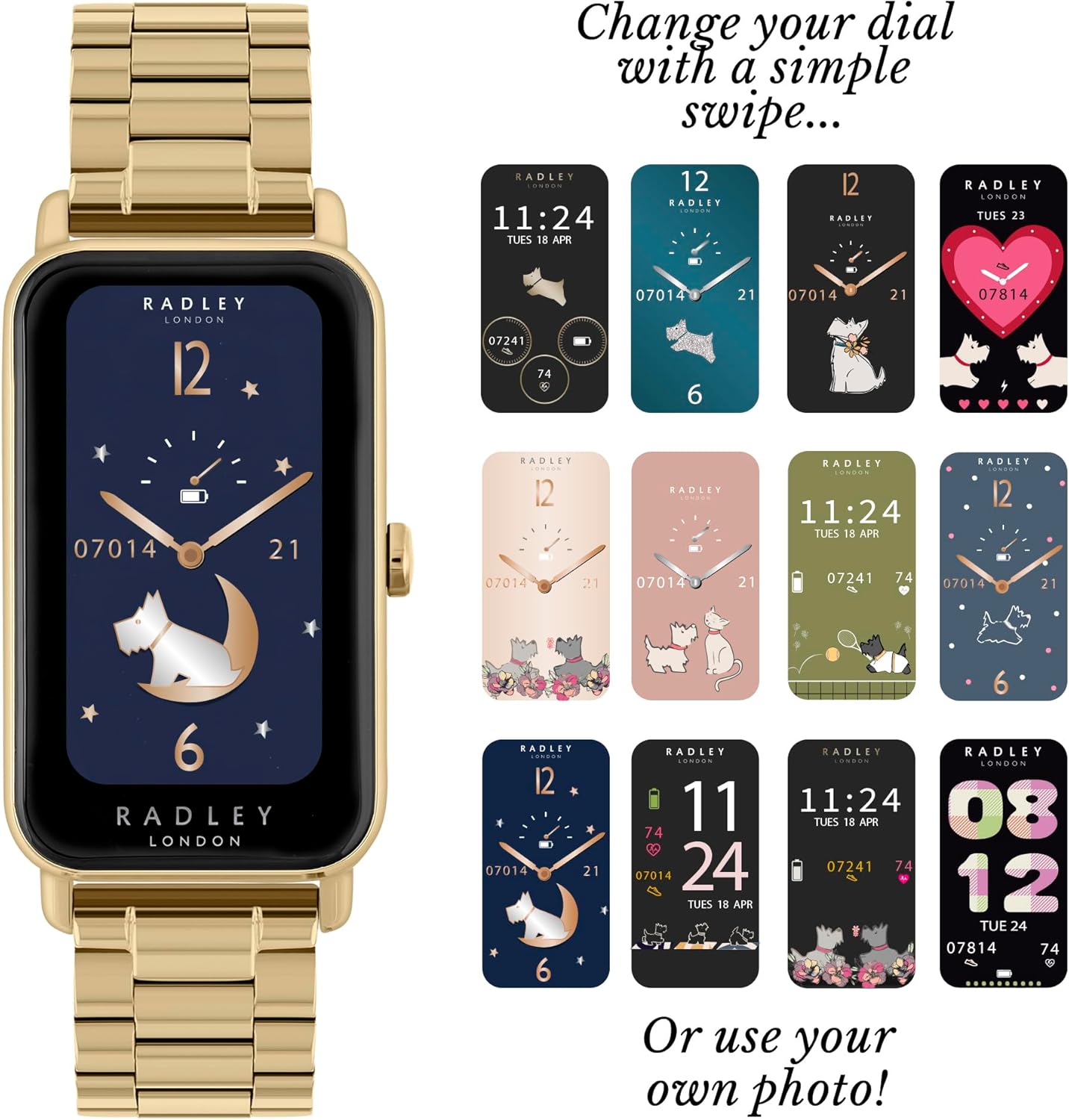Womens Gold Smart Watch Stainless Steel Fitness Tracker