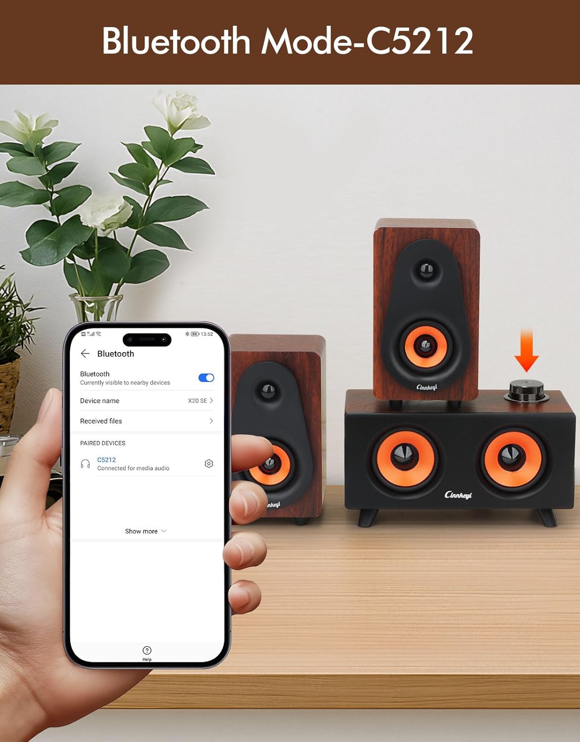2.1 PC Speakers with Subwoofer Bluetooth USB 3.5mm Stereo Sound