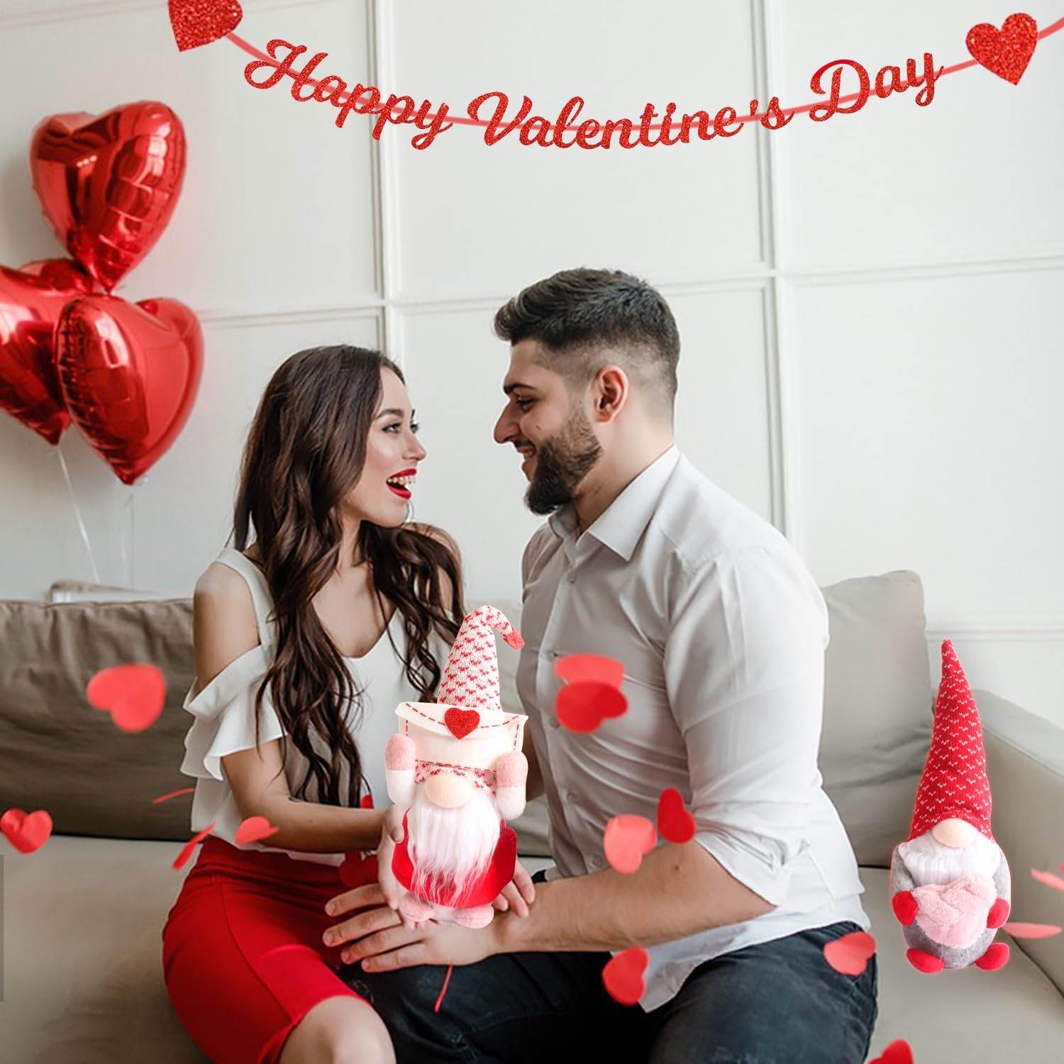 Valentines Gnome Plush Dolls Set Mr and Mrs Table Decor Gift