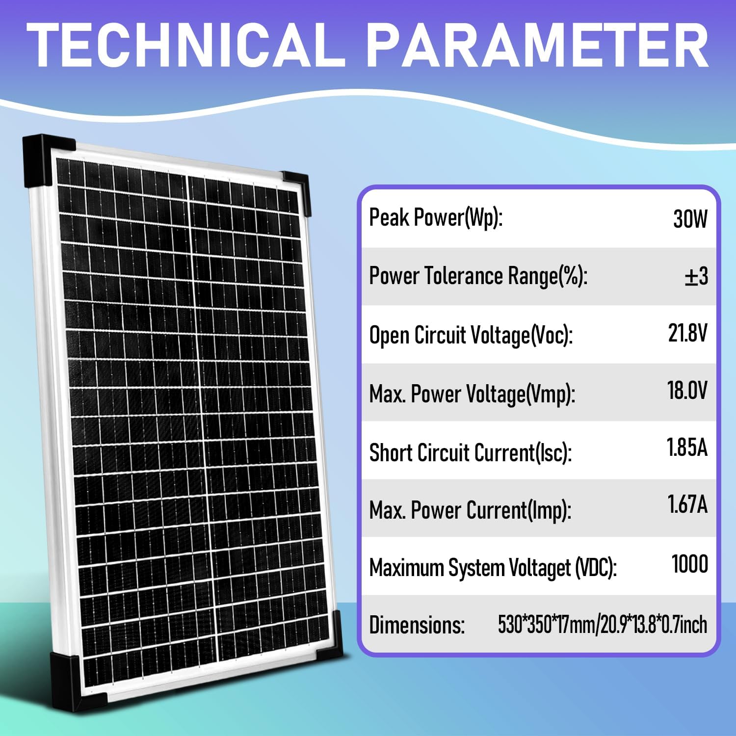 30W 12V Solar Panel Kit Battery Charger Controller Camping RV Boat