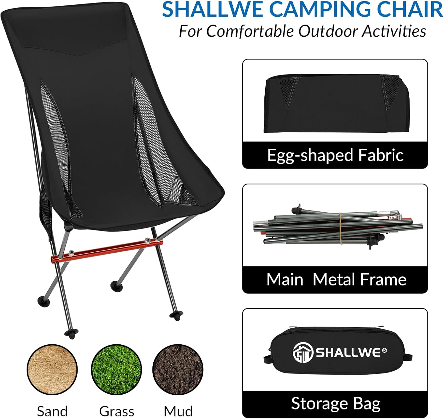 Ultralight High Back Camping Chair Foldable Aluminium Seat