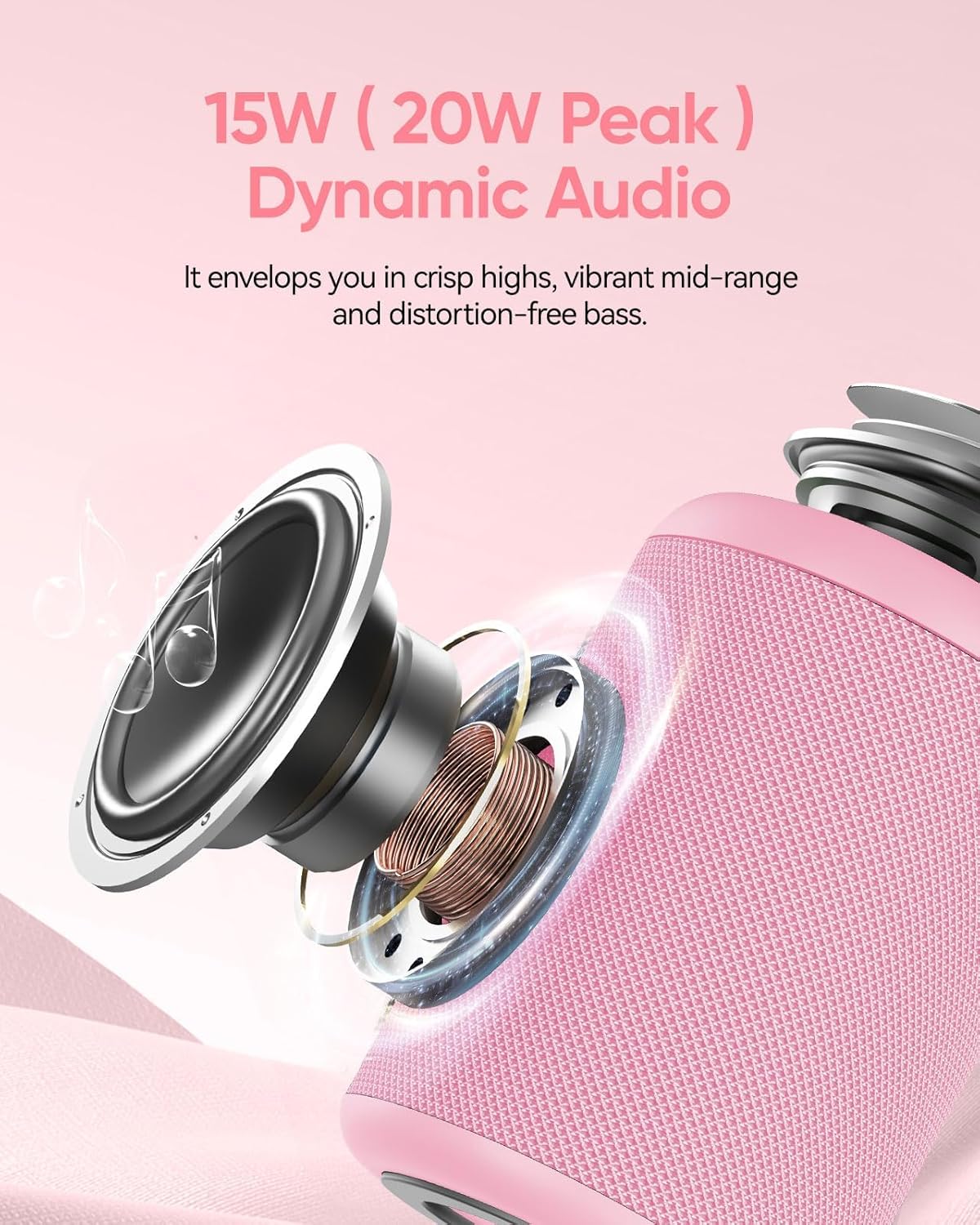 Portable Bluetooth Speaker 15W Waterproof LED Lights 15H Play