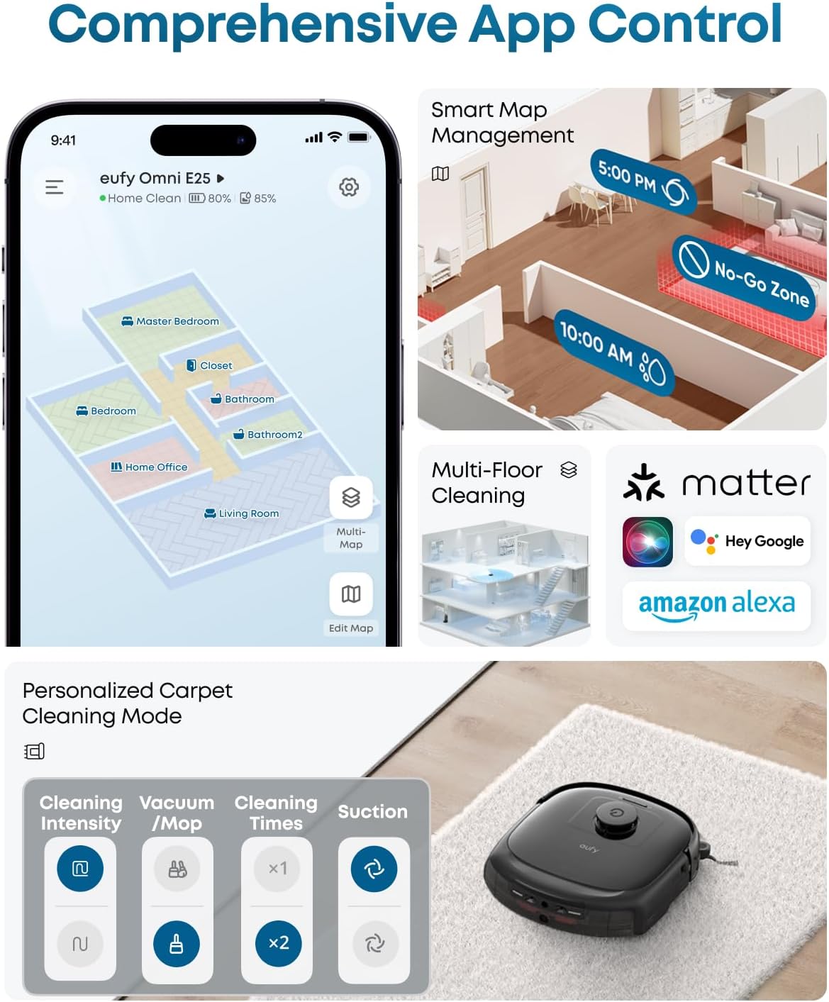Robot Vacuum Mop 20000Pa Self Empty Auto Wash LiDAR Smart Clean