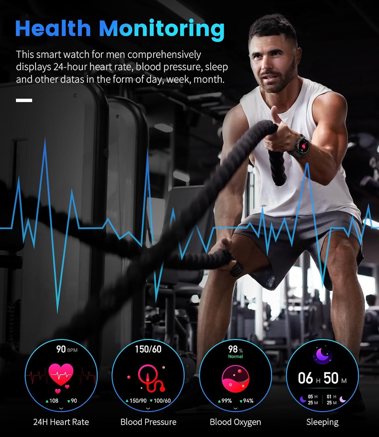 Military Smart Watch Call 100 Sports Heart Sleep