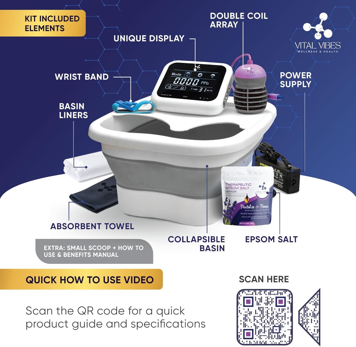 Ionic Foot Detox Spa Machine Kit Touch Display Basin Full Set
