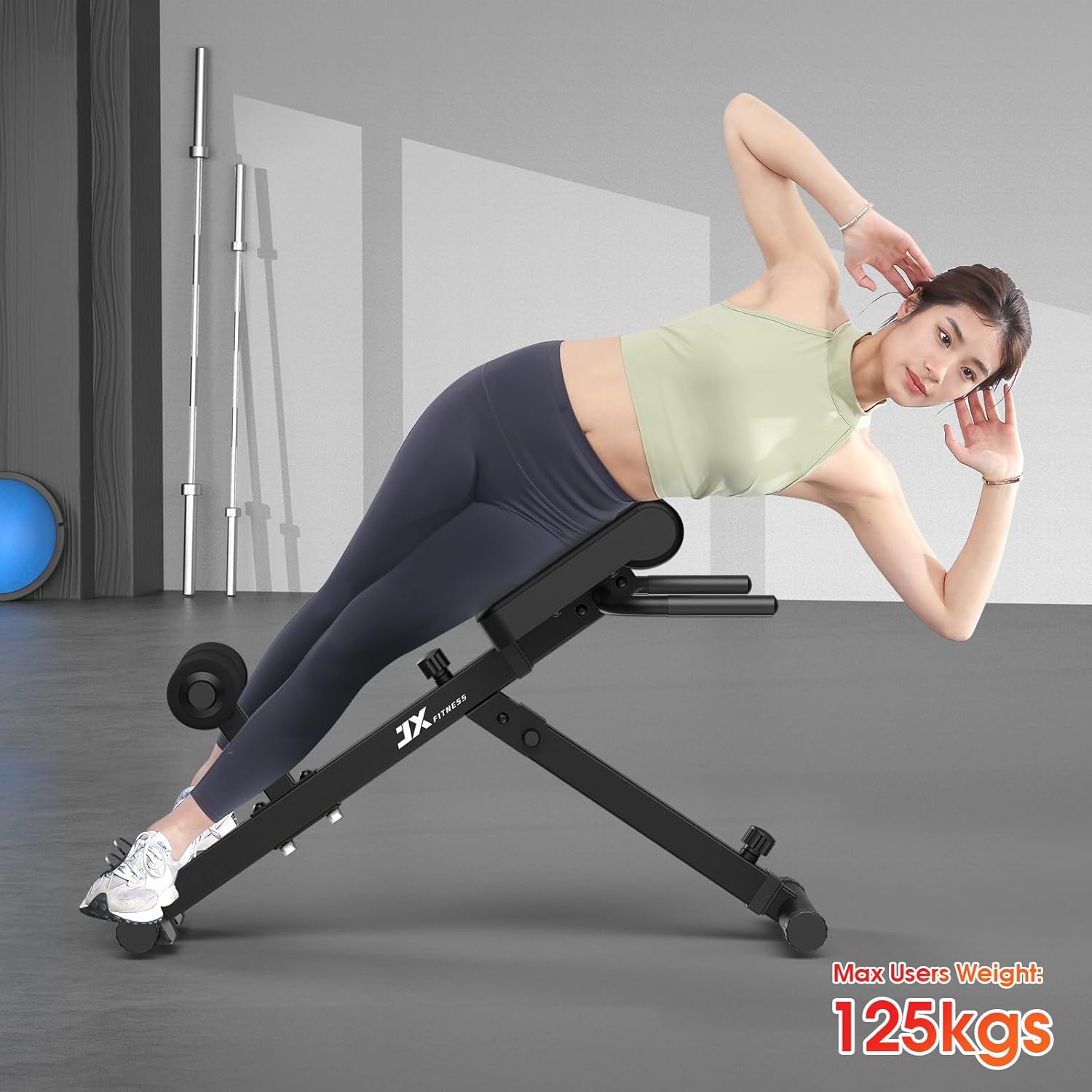 Foldable Roman Chair Hyperextension Bench Back Extension Glutes Core