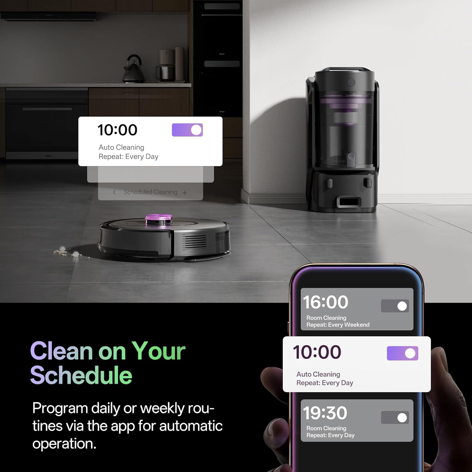 Robot Vacuum Mop 10000Pa Bagless Self Empty LiDAR Mapping App
