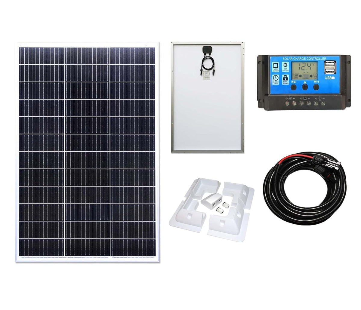 150W Solar Panel Kit Controller Mount Brackets RV Boat