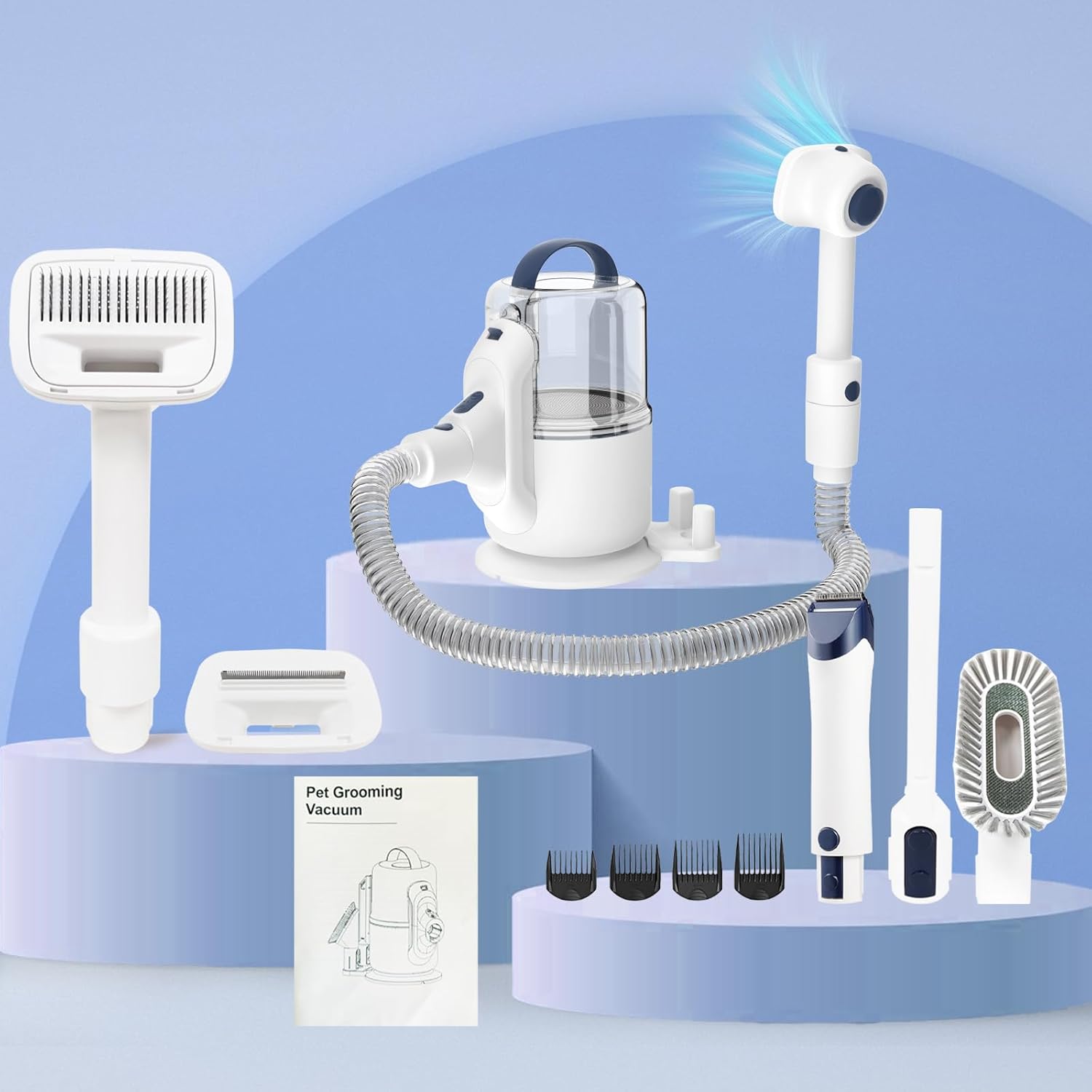 Pet Grooming Vacuum Kit 3 Suction Modes 2.1L Hair Remover