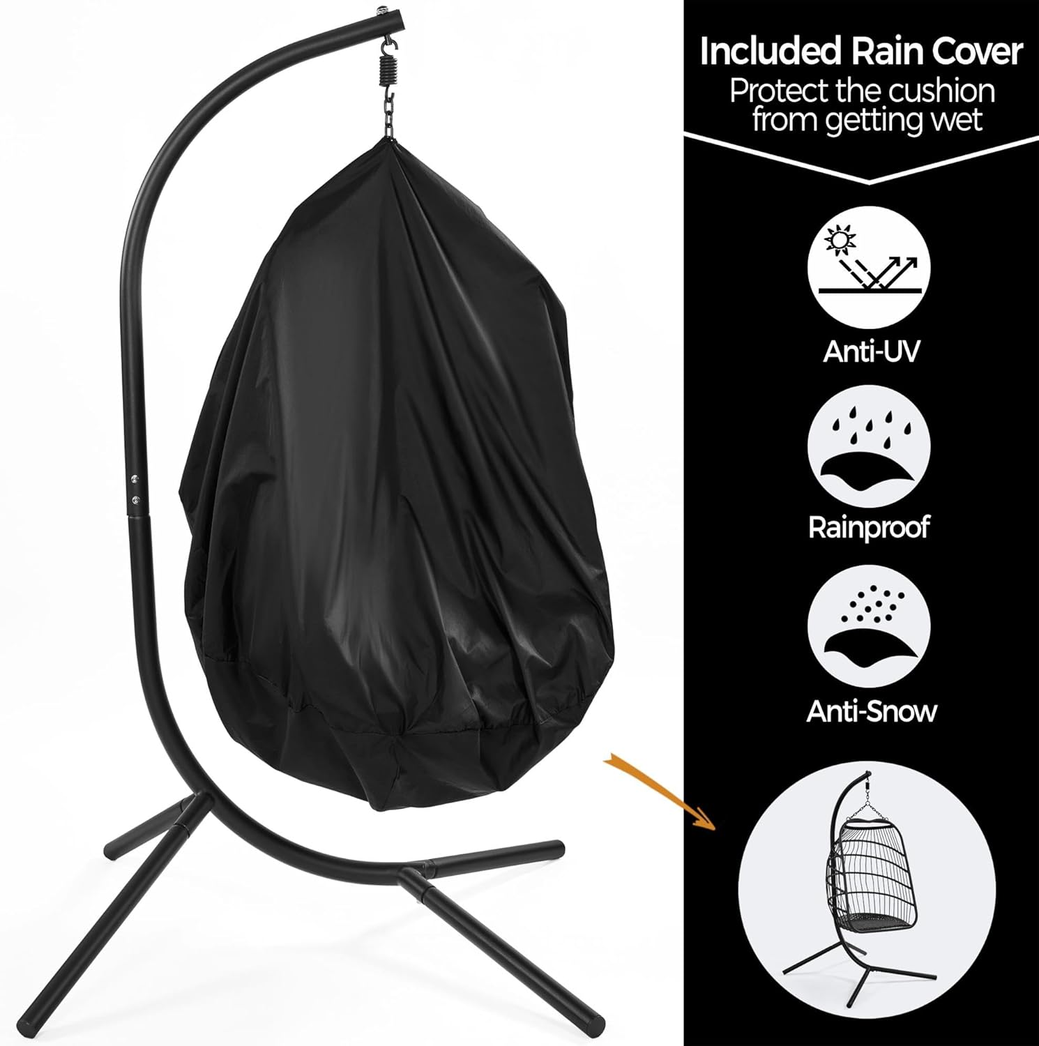 Rattan Egg Swing Chair Foldable Cushion Pillow Cover