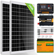 240W Off Grid Solar Kit 12V Battery Inverter RV Boat Shed