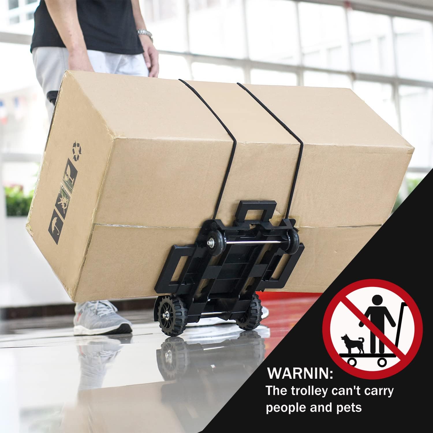 Folding Hand Truck Trolley 45KG 4 Wheel Steel Cart