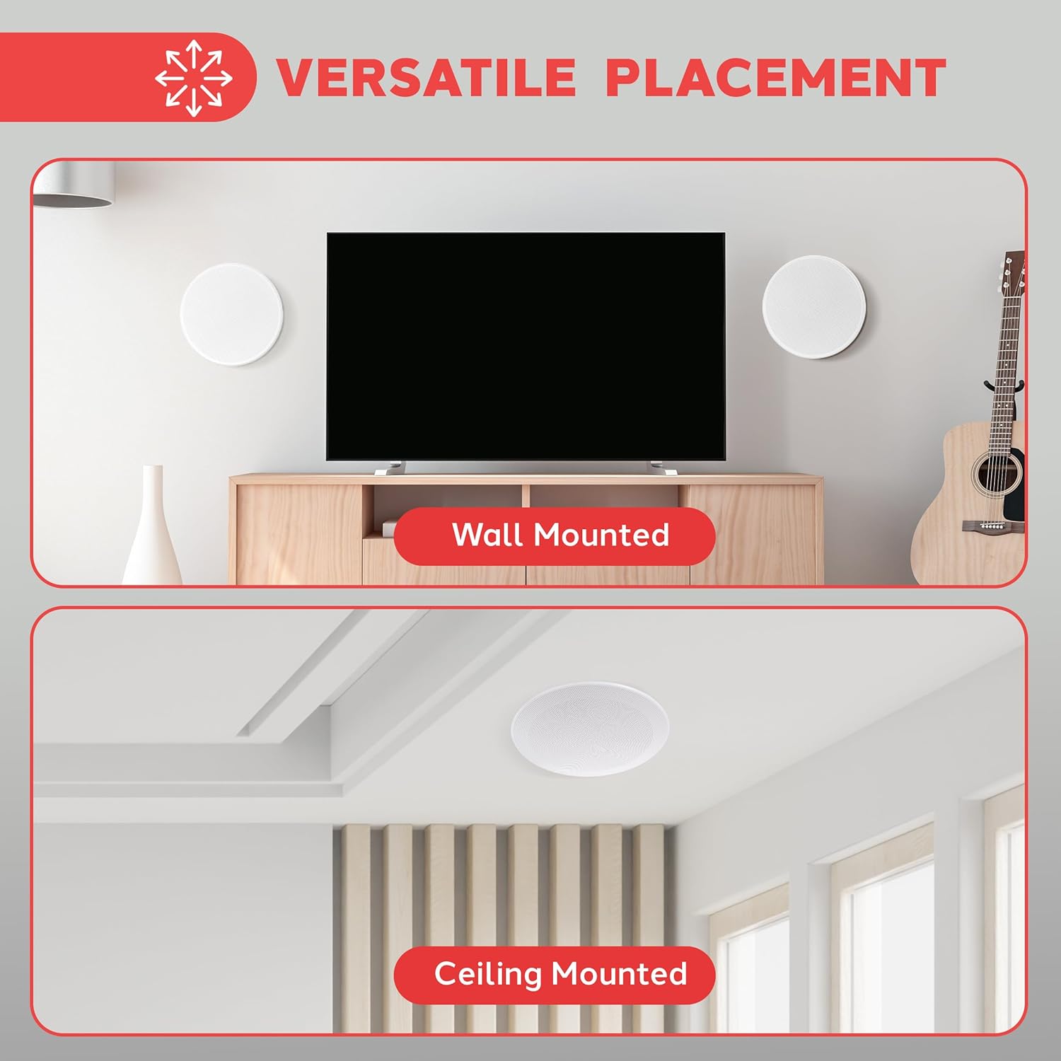 10 Inch In Ceiling Wall Speakers 300W Flush Mount Stereo Pair