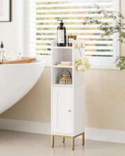 Slim Tall Bathroom Storage Cabinet Waterproof White Unit