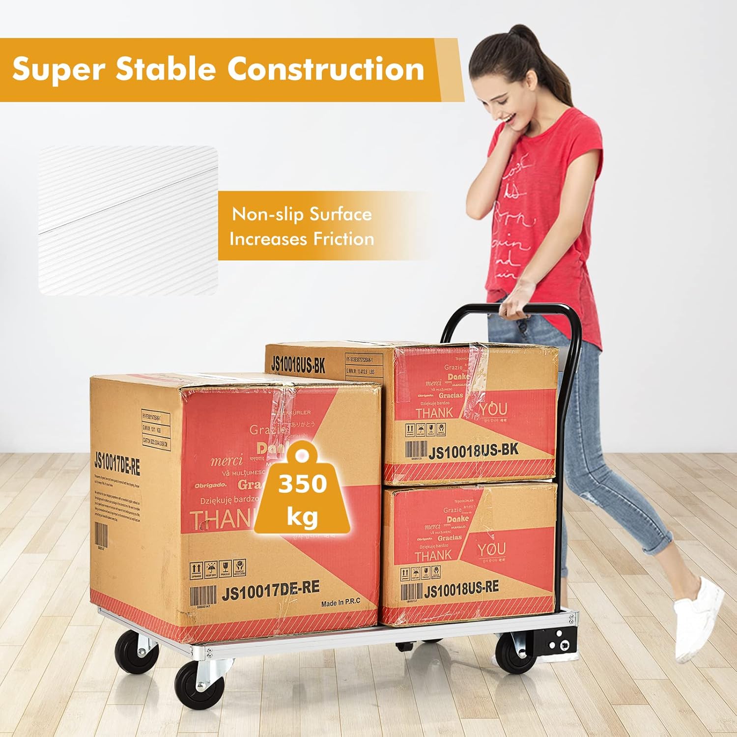 Folding Platform Trolley 350KG Flatbed Truck White Black