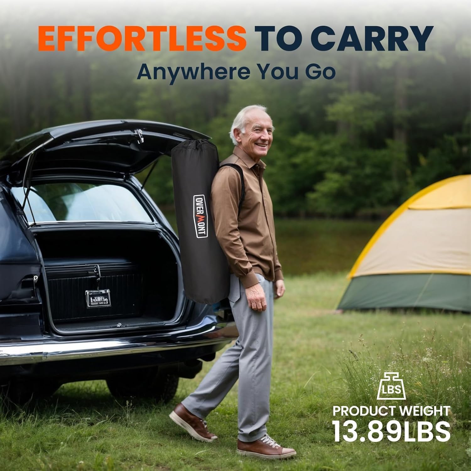 Oversized Adjustable Camping Chair High Back Black
