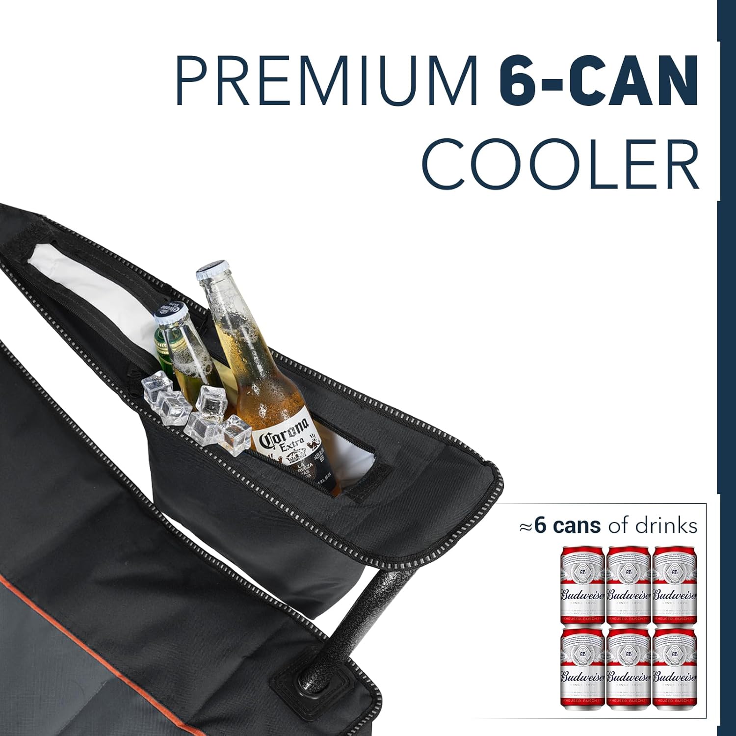 Oversized Camping Chairs 2 Pack 180kg Cooler Bag Black
