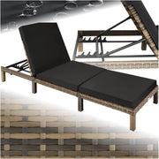 Luxury Rattan Sun Lounger 6 Position Cushion Natural