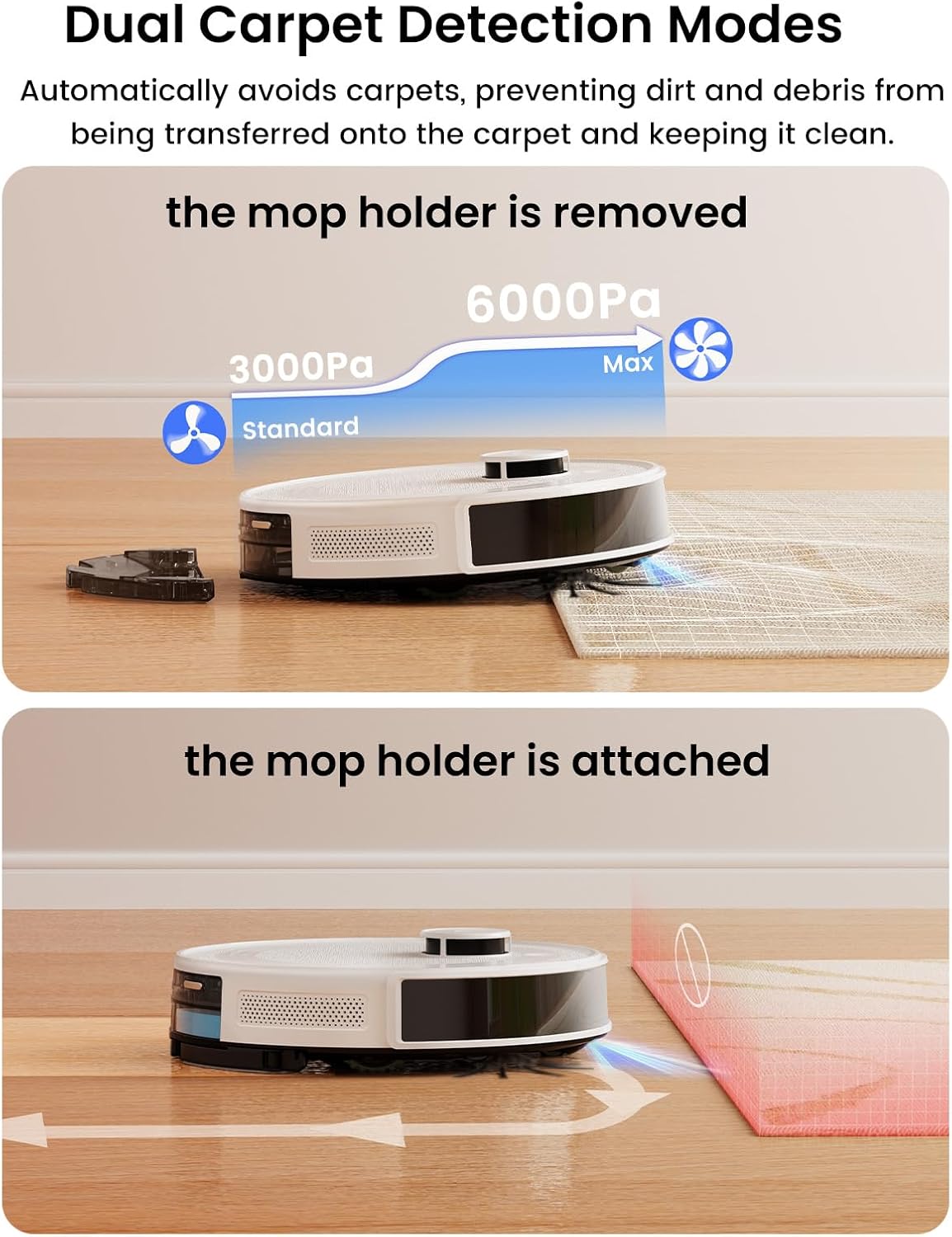 Robot Vacuum Mop Self Empty 6000Pa LiDAR 75 Day WiFi Pet Hair