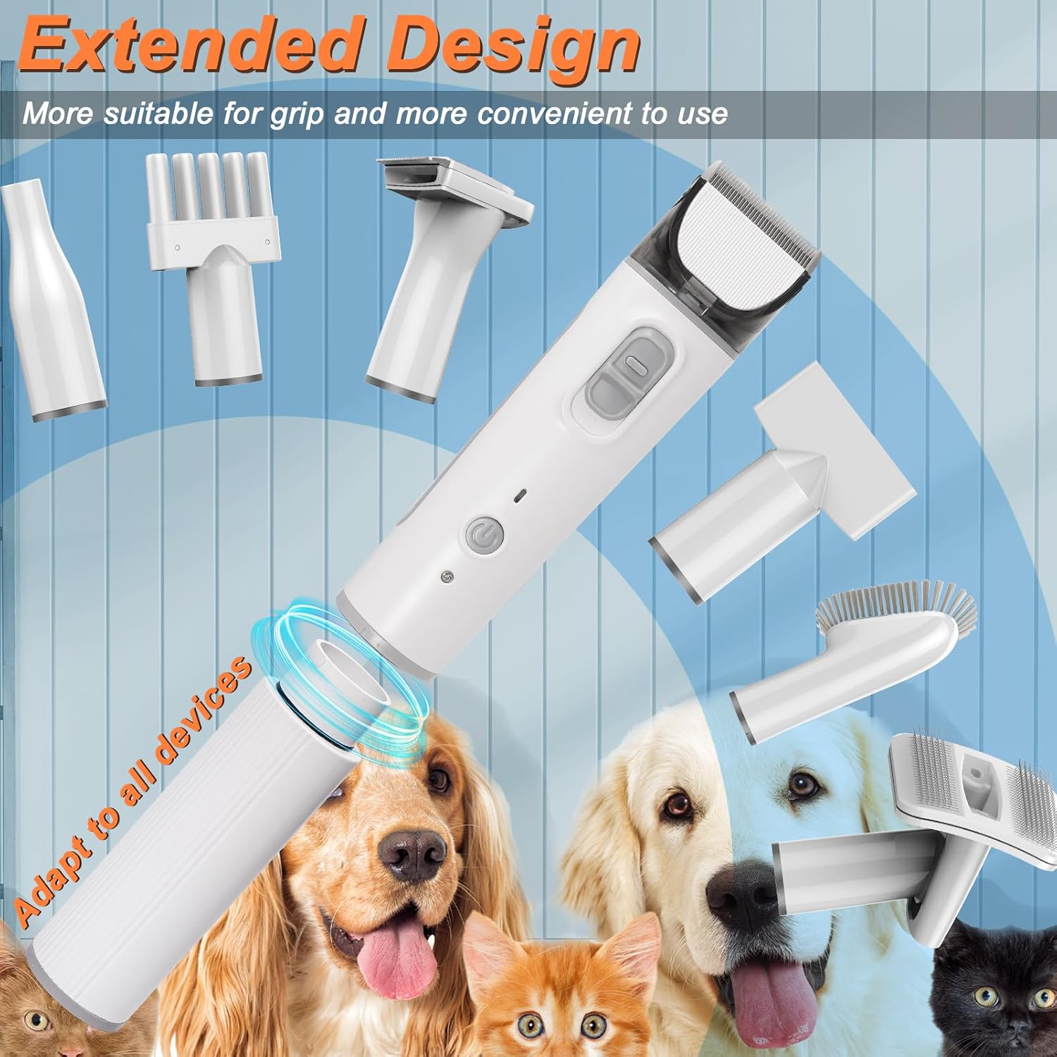Pet Grooming Vacuum Kit 10 Tools Clipper Nail Grinder 2L White