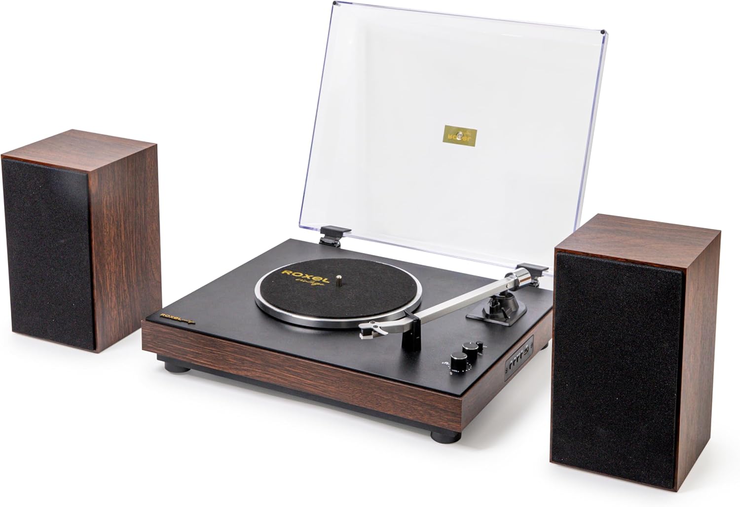 HiFi Turntable with Bookshelf Speakers Bluetooth Walnut