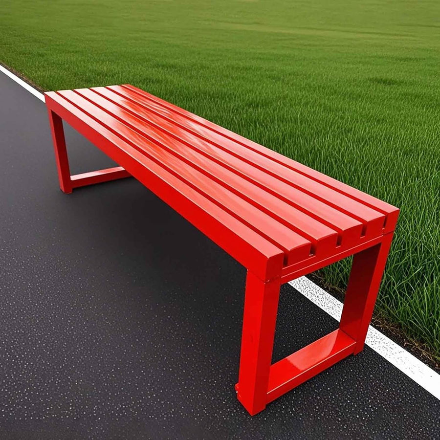 Metal Garden Bench 1.5m Backless Outdoor Park Patio Seat Red