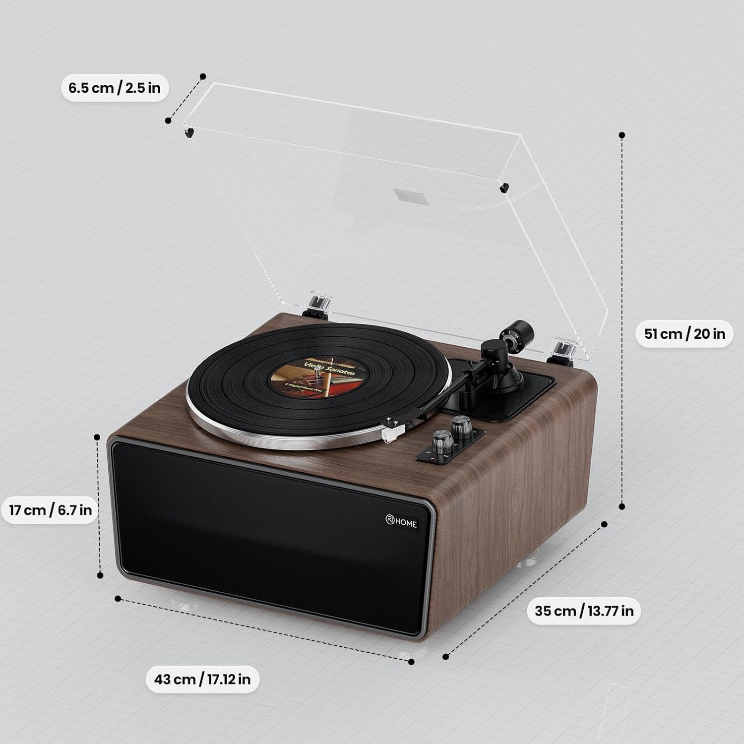 Bluetooth Vinyl Record Player with 4 Stereo Speakers