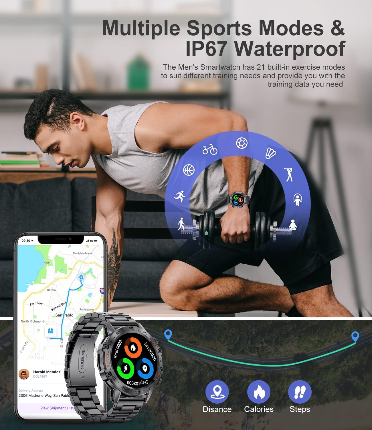Military Smart Watch Bluetooth Call 100 Sports IP67