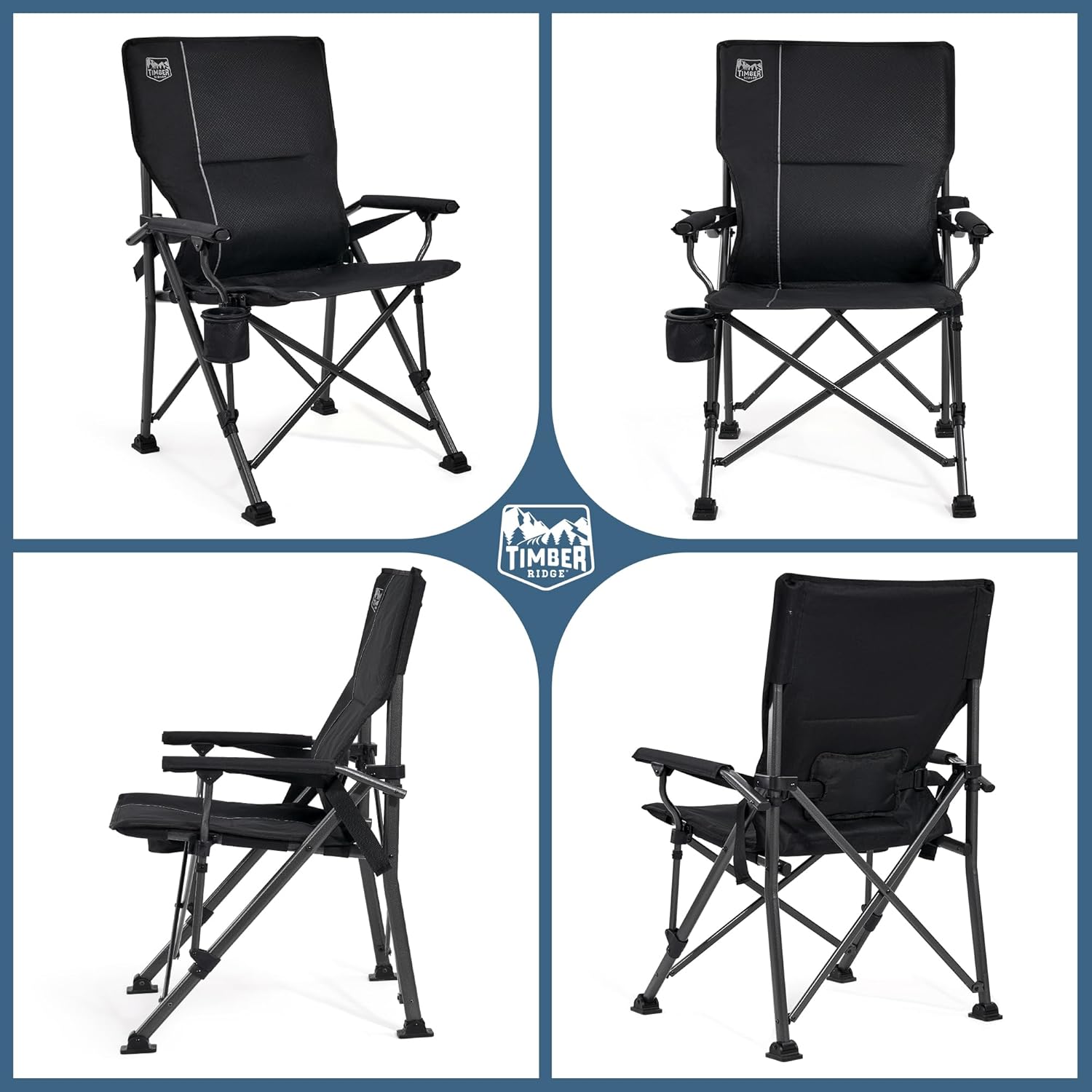Folding Camping Chair 150KG High Back Lumbar Support Seat