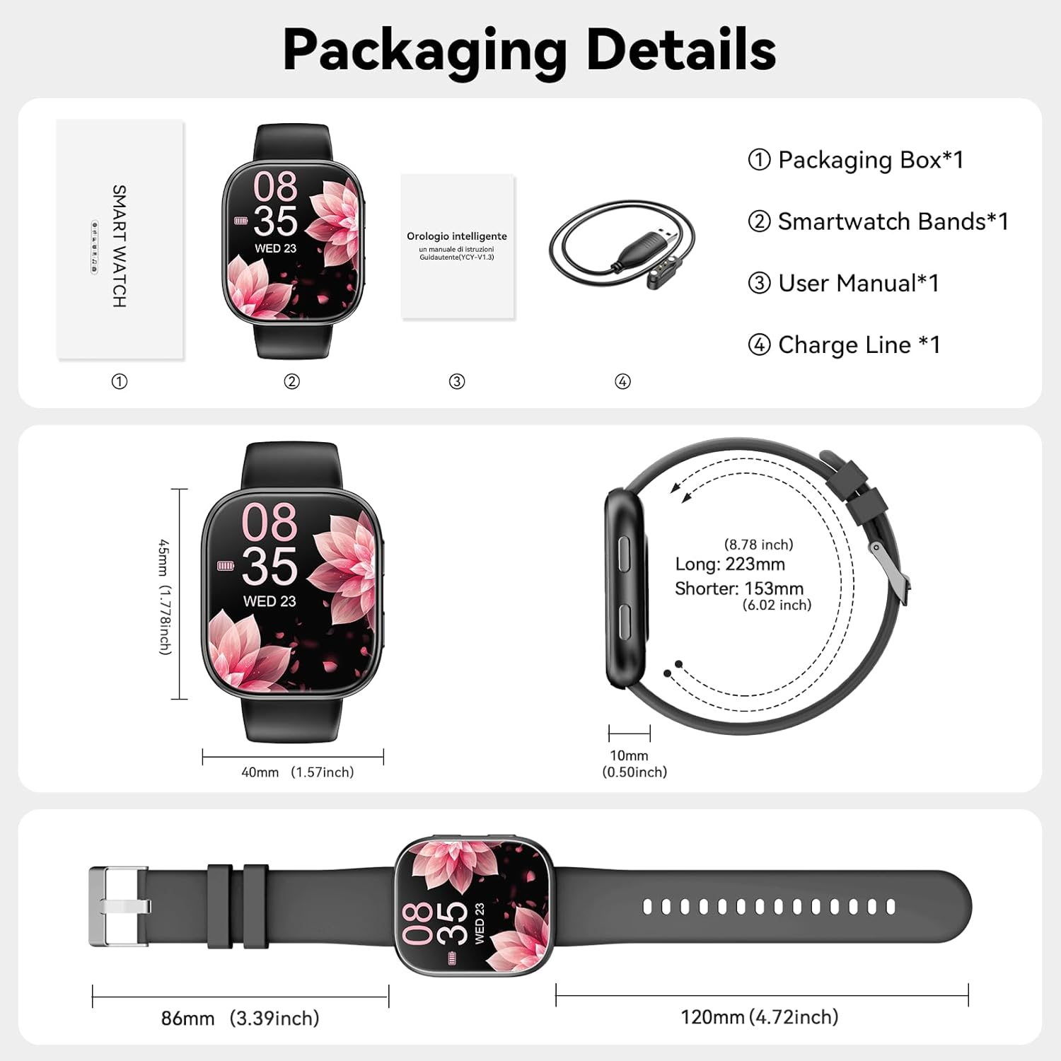 HD Smart Watch Bluetooth Call Fitness Tracker Heart Rate Sleep Monitor