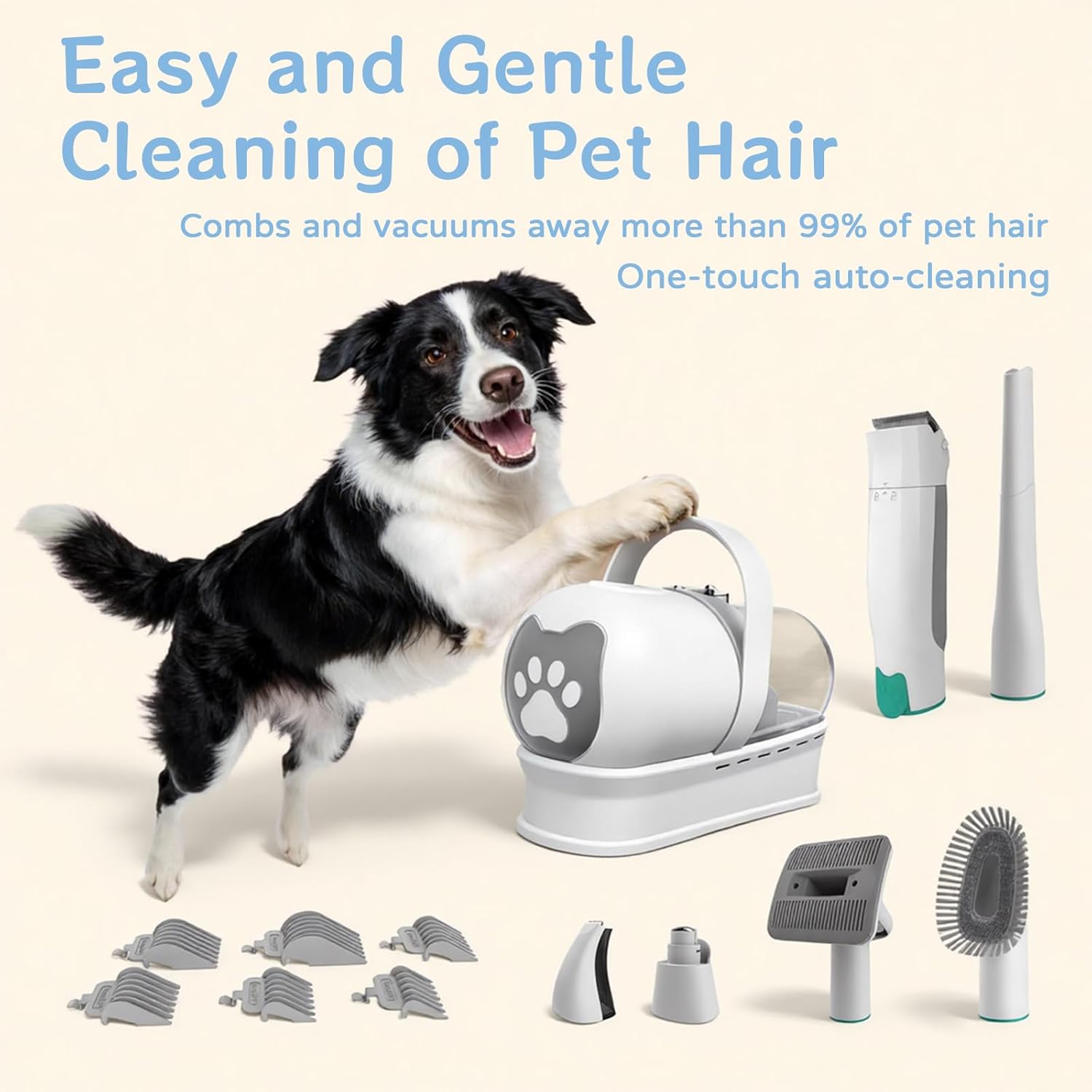 Pet Grooming Vacuum 6 Tool Clipper Nail Grinder Quiet