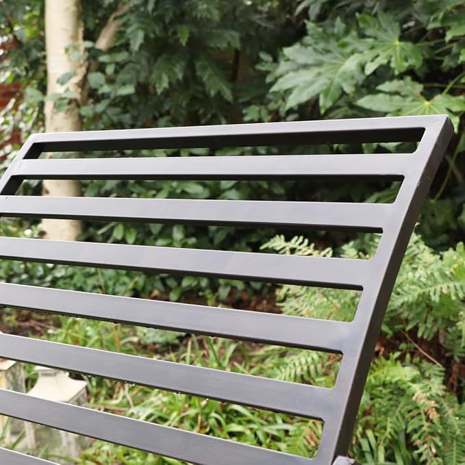 Ornate Metal Garden Sun Lounger Black Gold Vintage Style