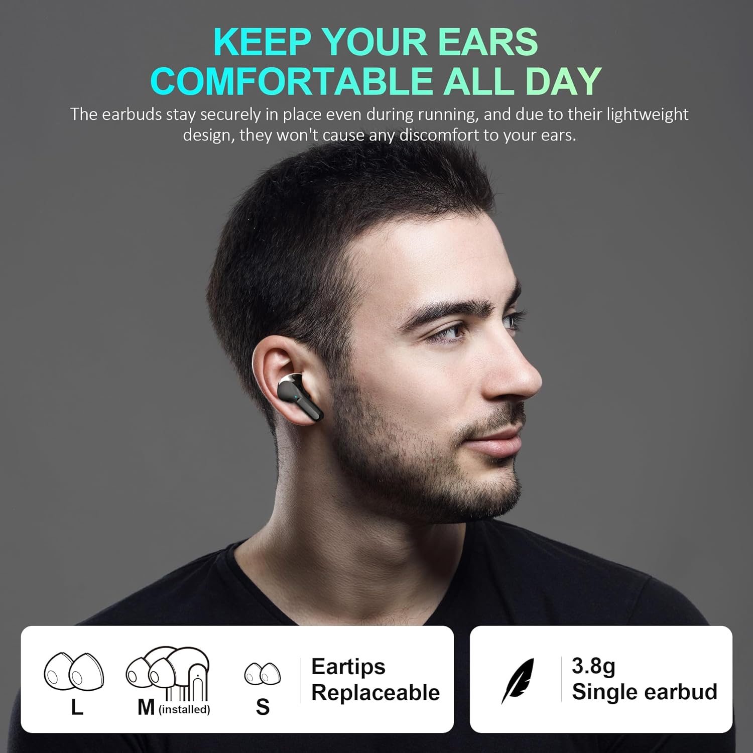 Bluetooth 5.3 Wireless Earbuds Deep Bass 35H LED Display Mic