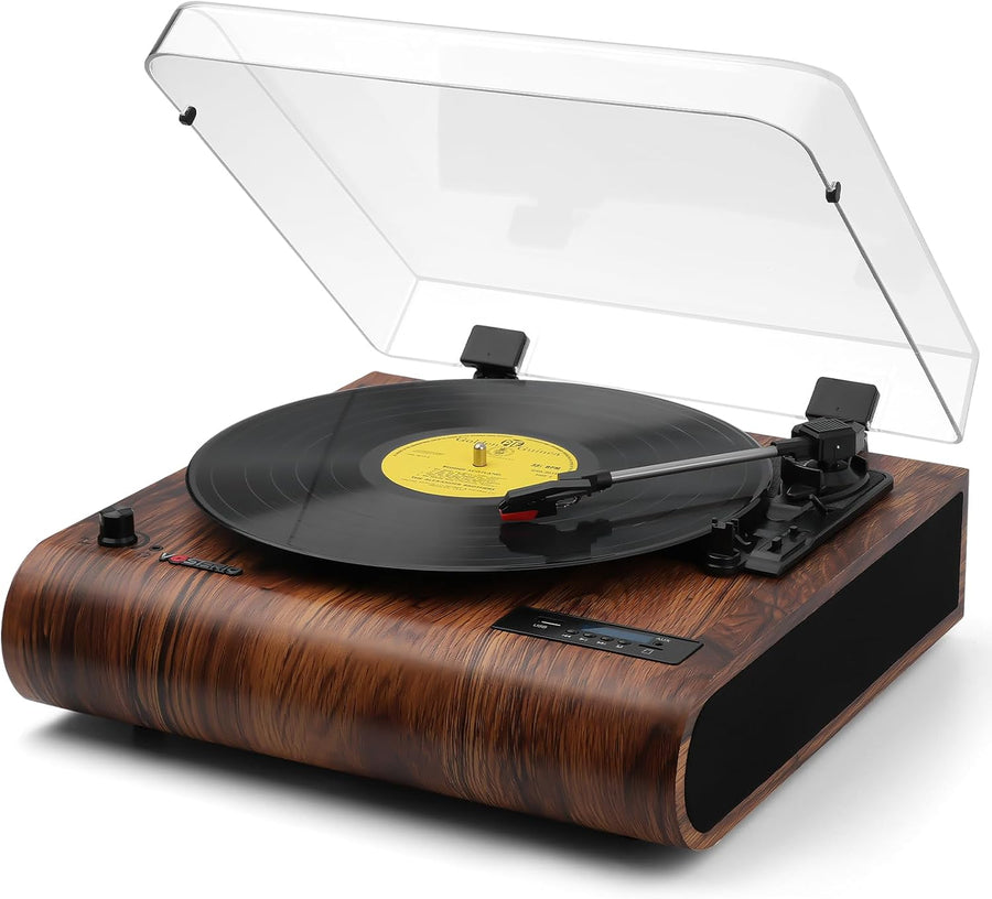 Bluetooth Record Player 3 Speed FM Radio USB SD Recording
