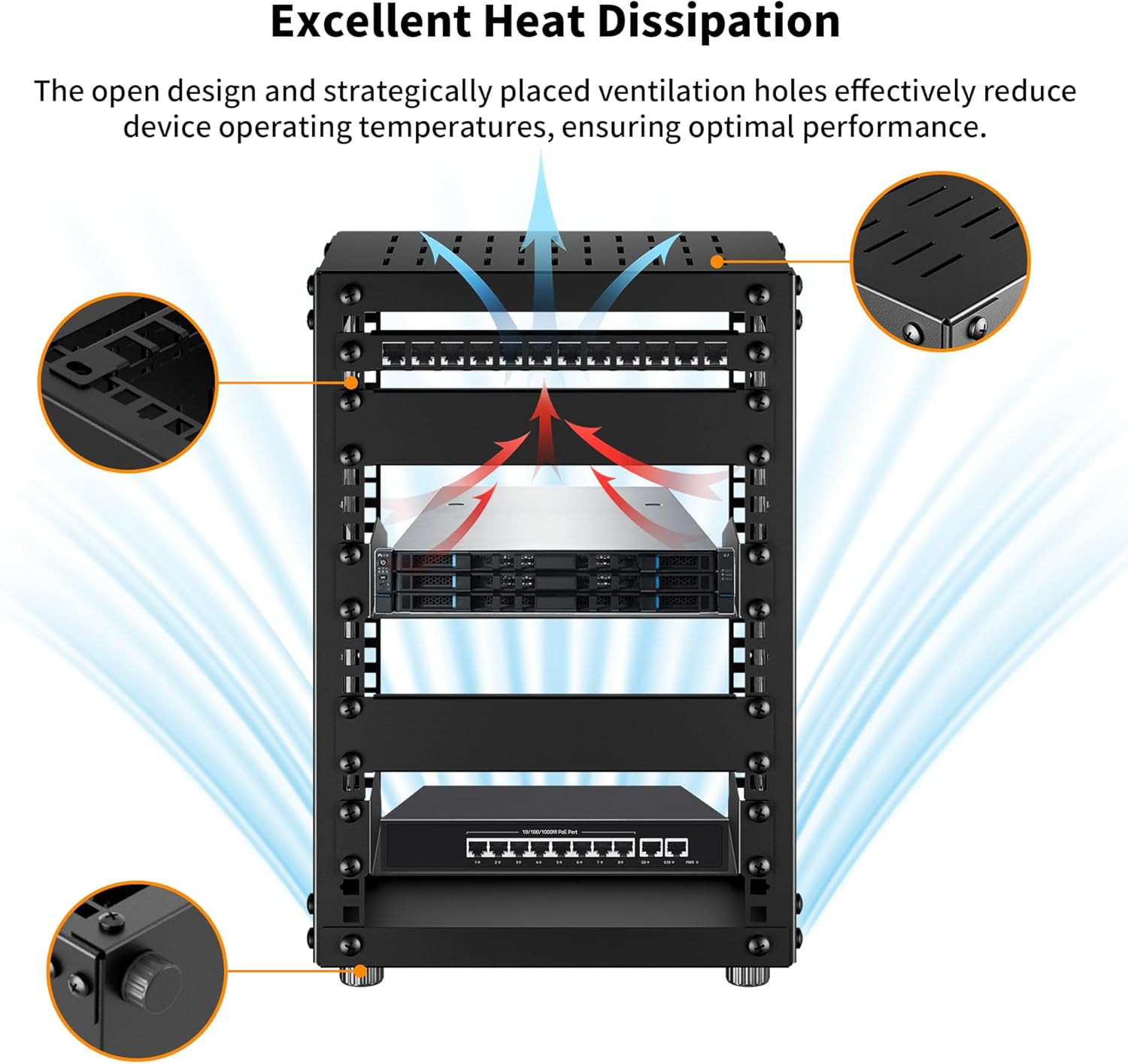 8U 10 Inch Mini Server Rack Cabinet Black with Panels Kit