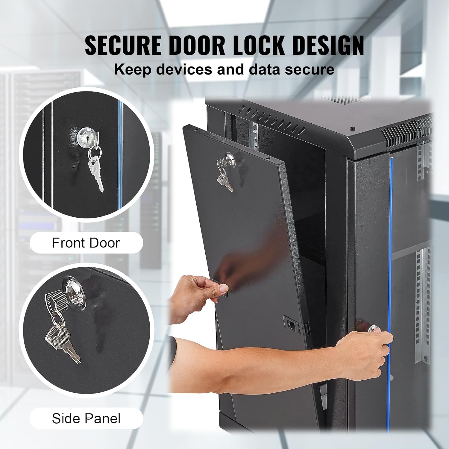 15U Wall Mount Server Cabinet Glass Door on Wheels 18 Inch