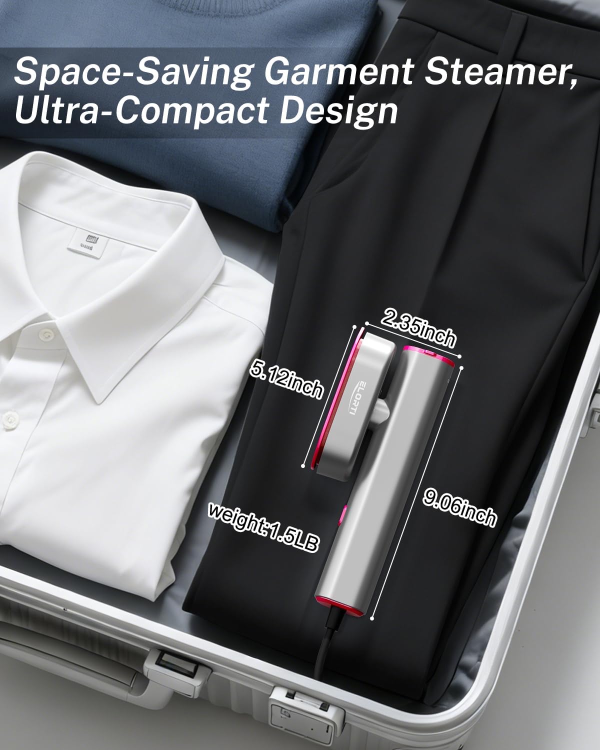 Mini Garment Steamer 1200W Fast Heat 10s 2in1 Travel Iron