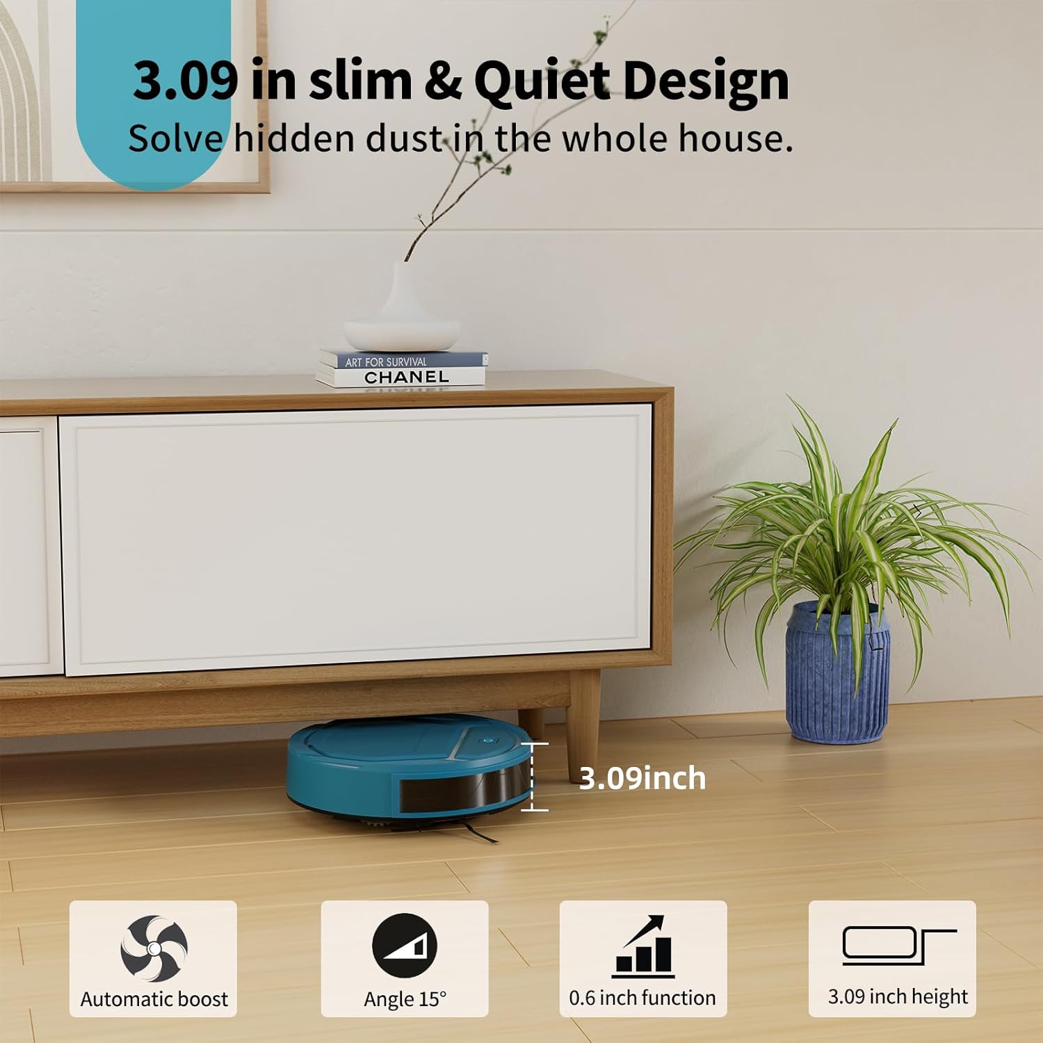 Robot Vacuum Cleaner 3000Pa Pet Hair Tangle Free WiFi App Auto Charge