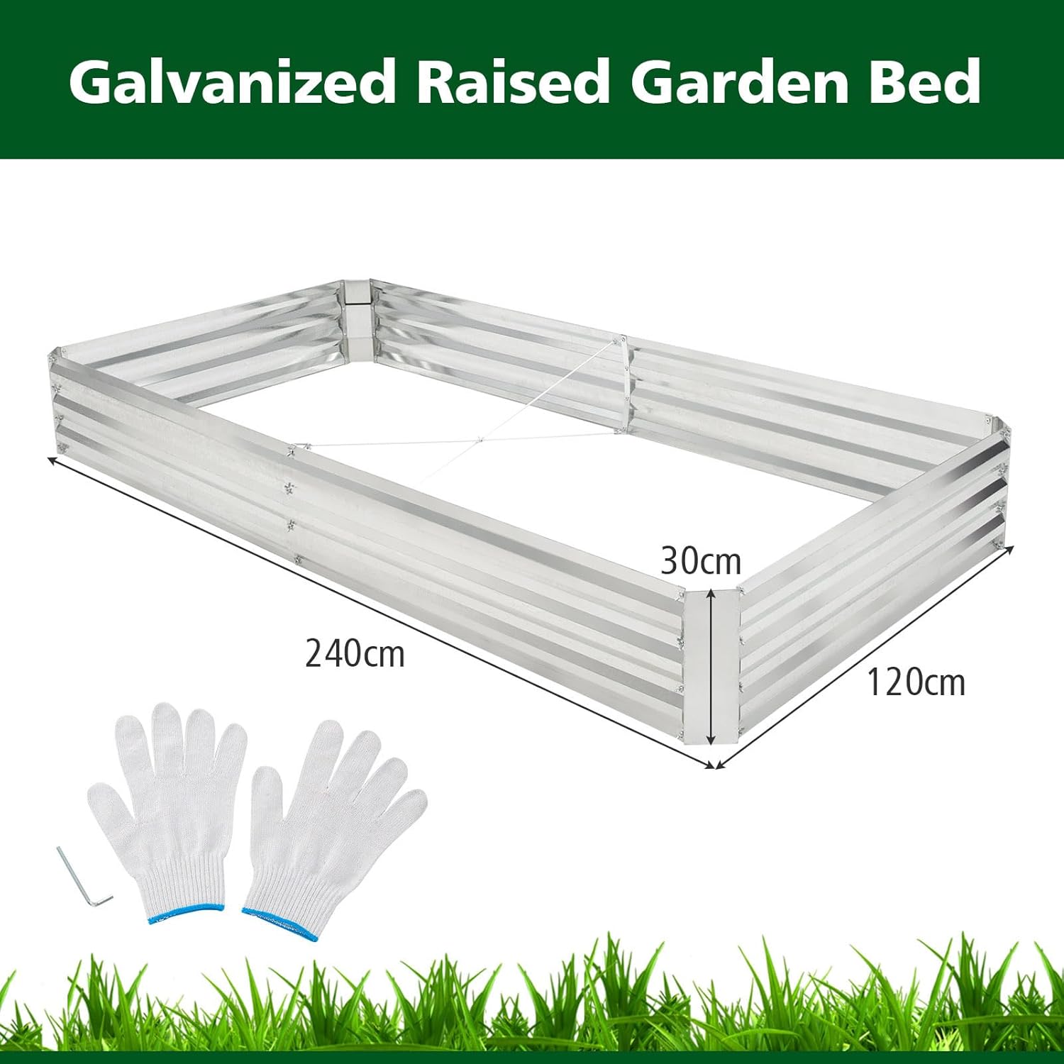 Large Raised Garden Bed 240cm Metal Planter Box Outdoor Veg Herb Bed
