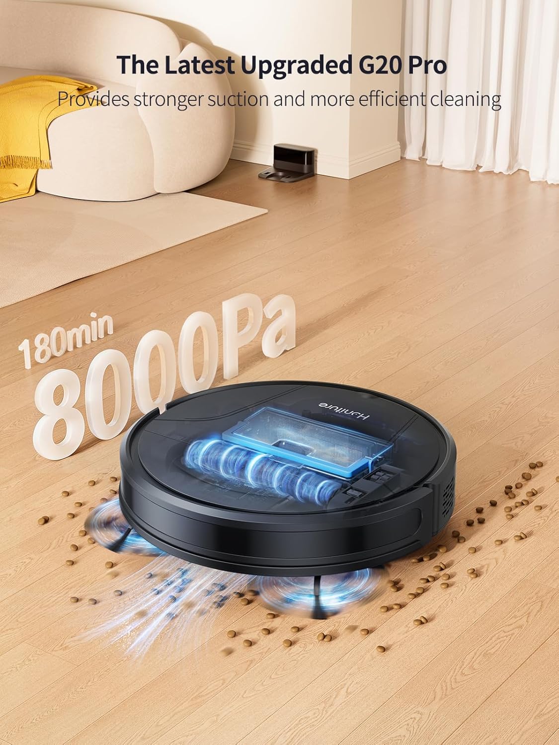 Robot Vacuum Mop 8000Pa Slim App Alexa Pet Hair Carpet