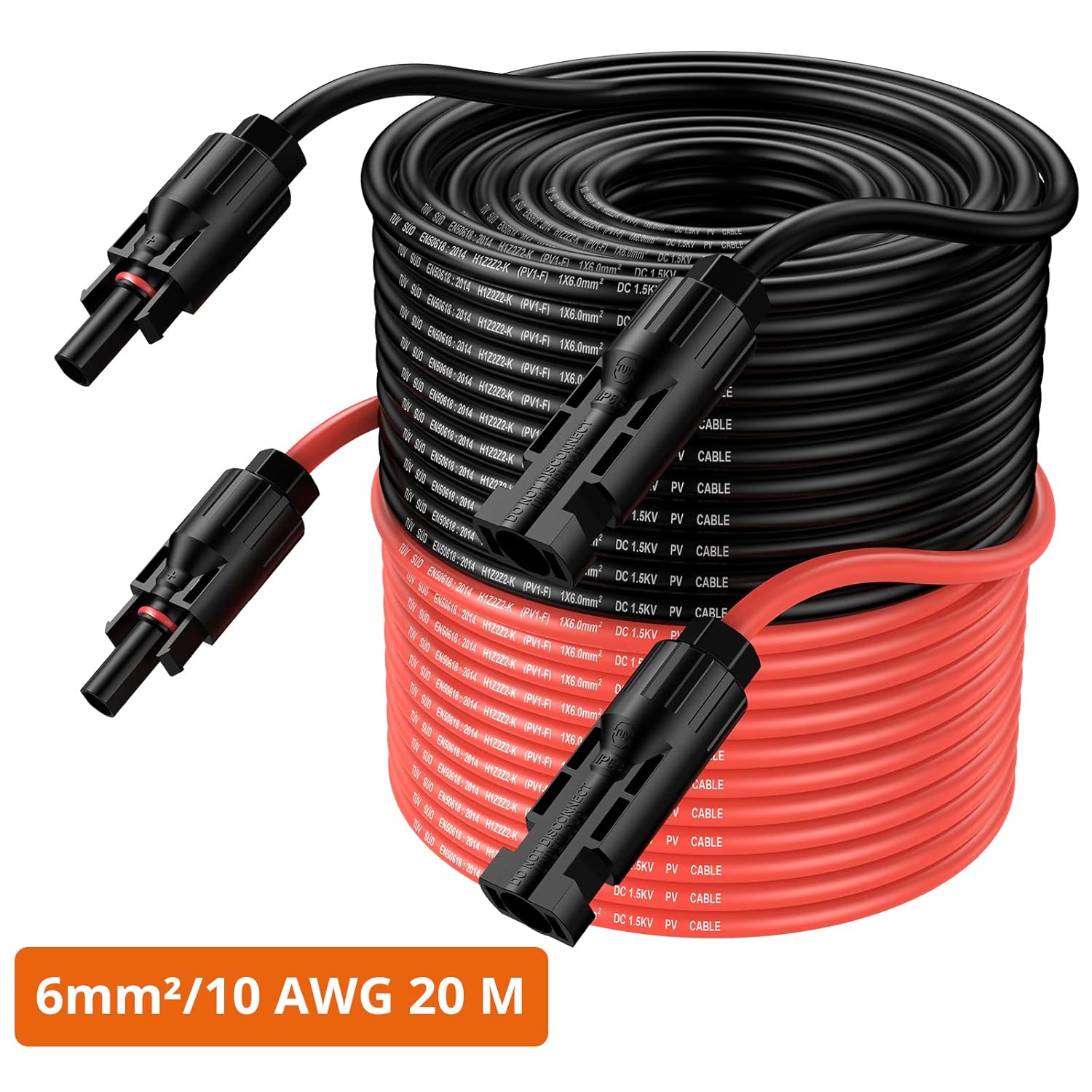 20M Solar Panel Extension Cable 6mm 10AWG IP68 Waterproof