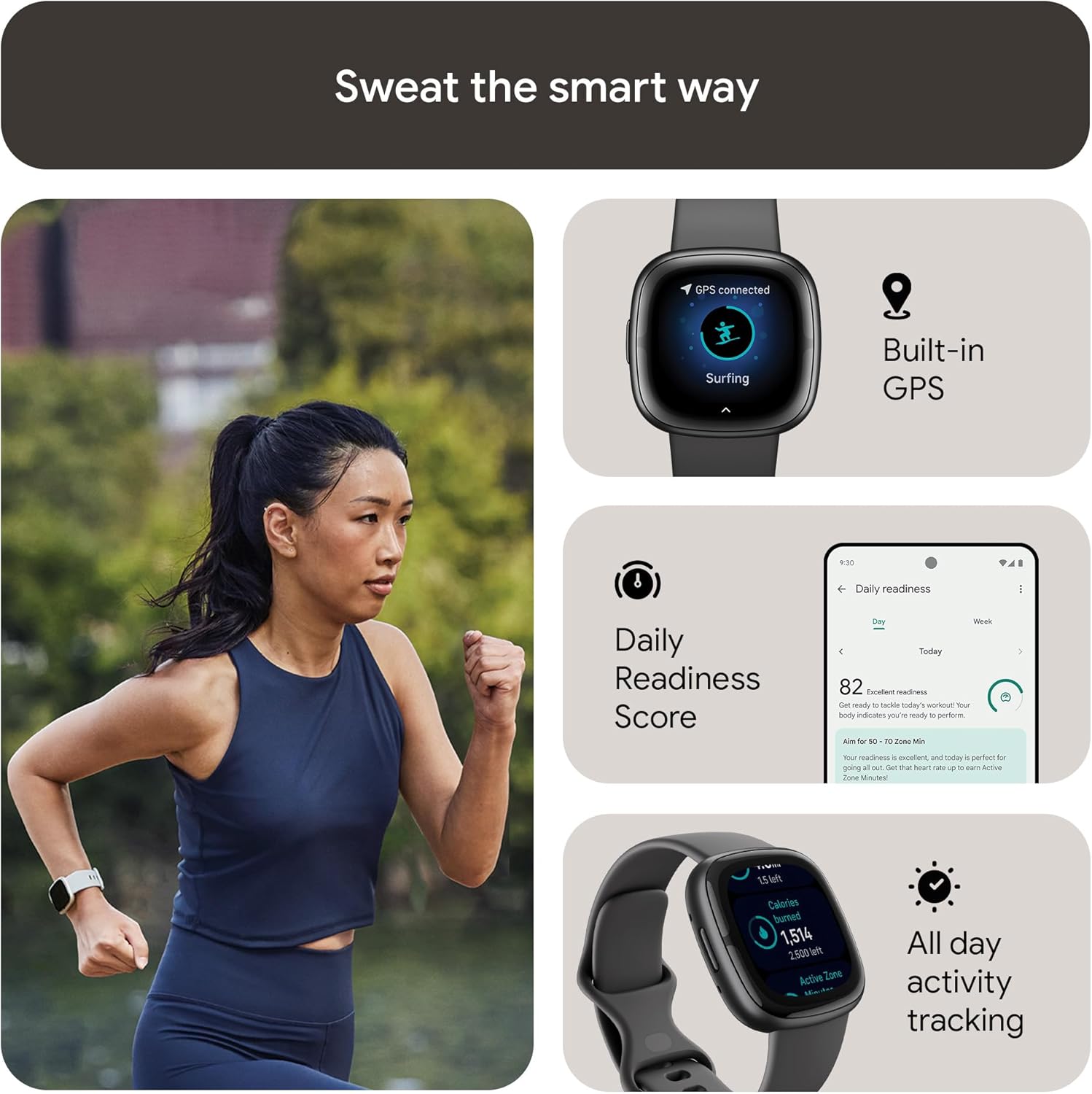 Premium Health Fitness Smart Watch GPS Sleep Stress Tracker