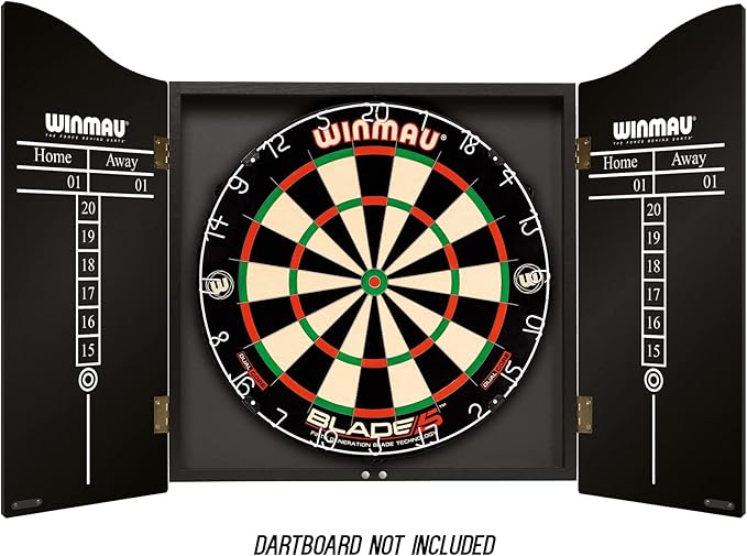 Black Dartboard Cabinet Heavy Duty Score Panels Magnetic Close 60cm