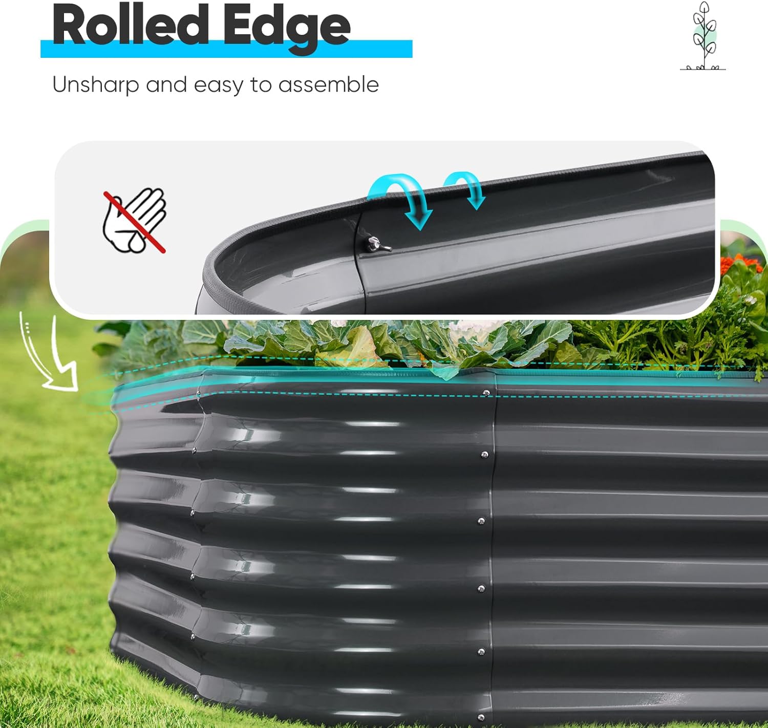 Oval Galvanized Raised Garden Bed 180x90cm Steel
