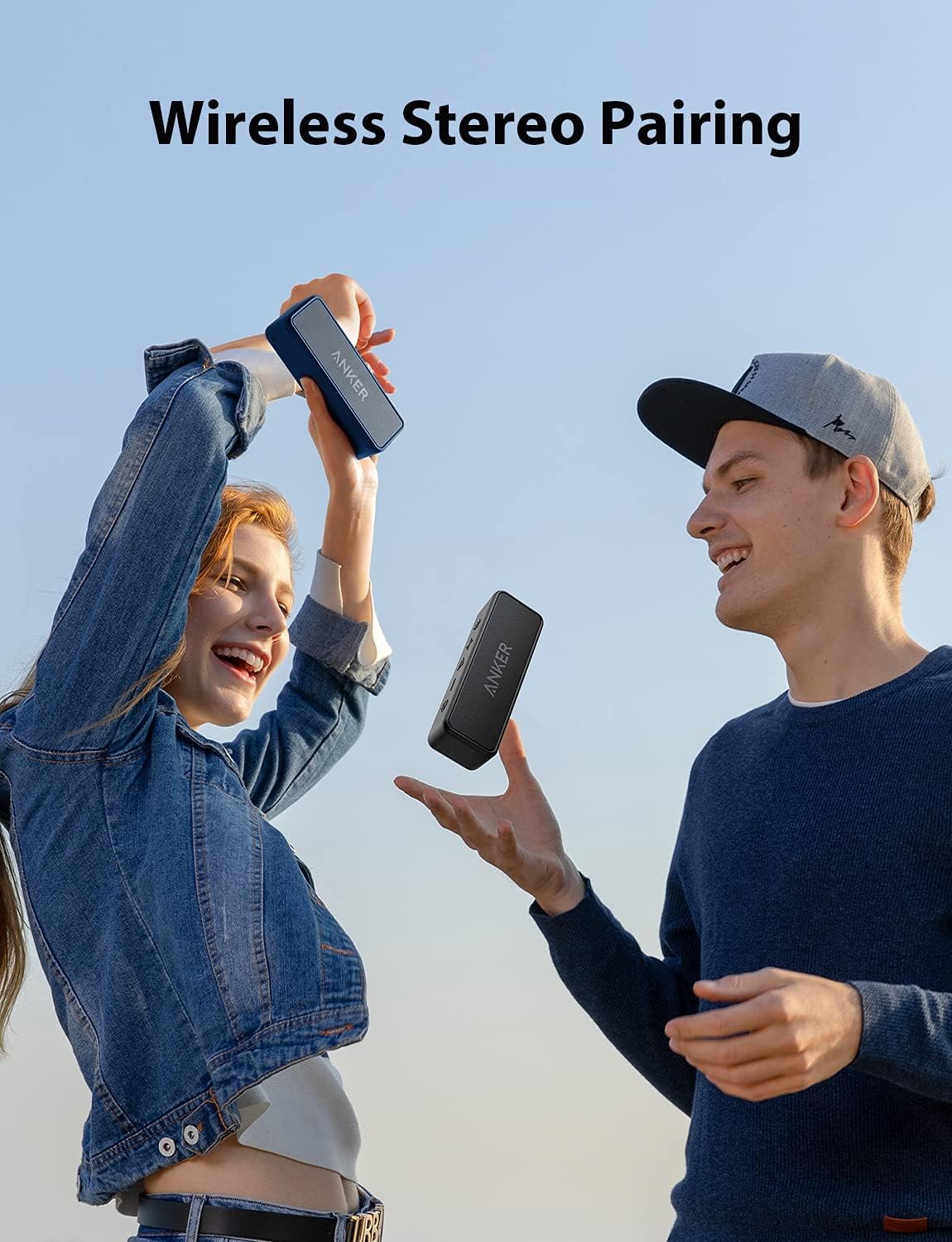 Portable Bluetooth Speaker 12W Stereo Bass Waterproof 24 Hour Navy