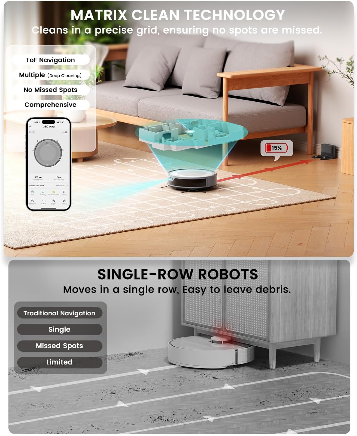 Robot Vacuum Mop 6000Pa LiDAR 170Min WiFi App Pet Hair
