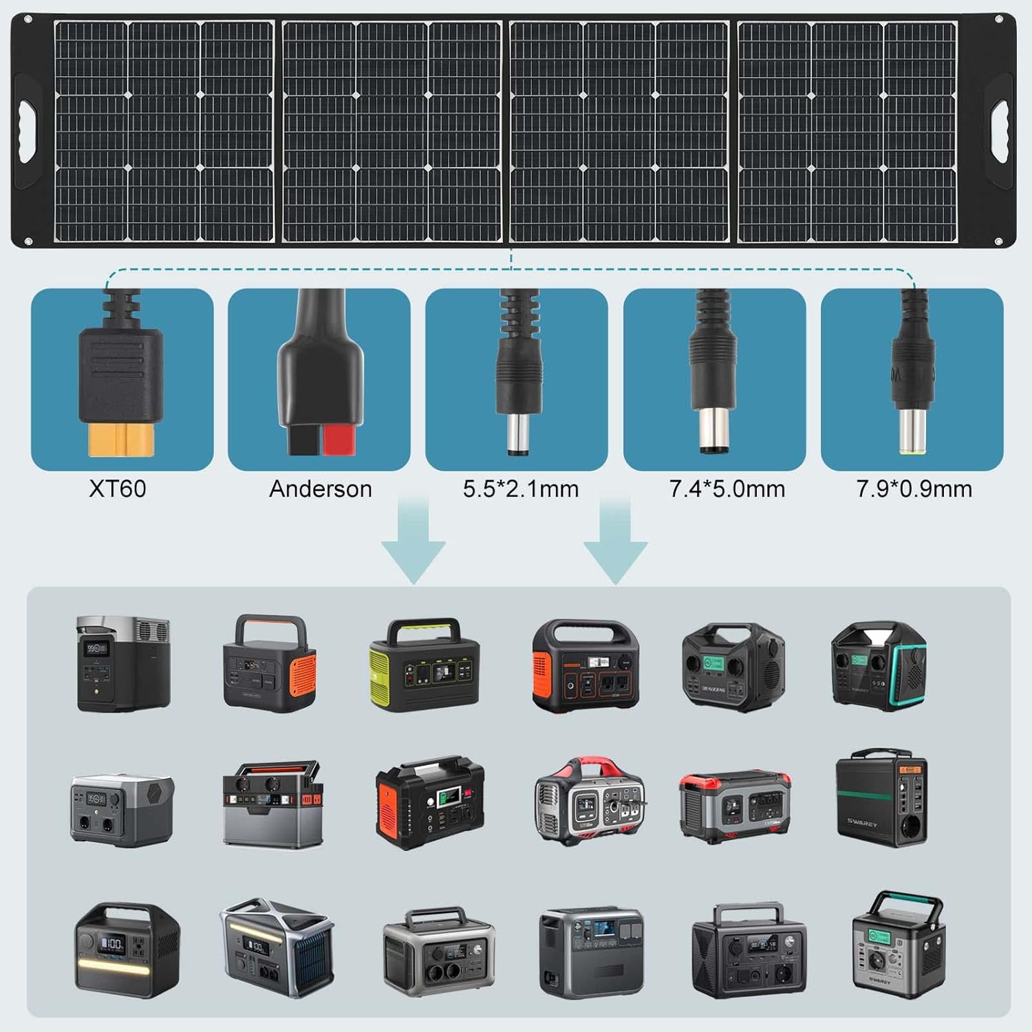 200W Foldable Solar Panel XT60 USB C Camping RV Charger