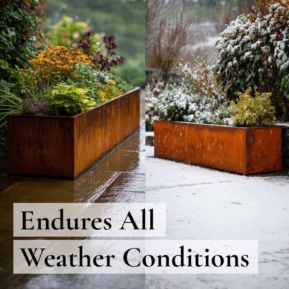 Corten Steel Trough Planter Rust Finish Extra Large 120cm