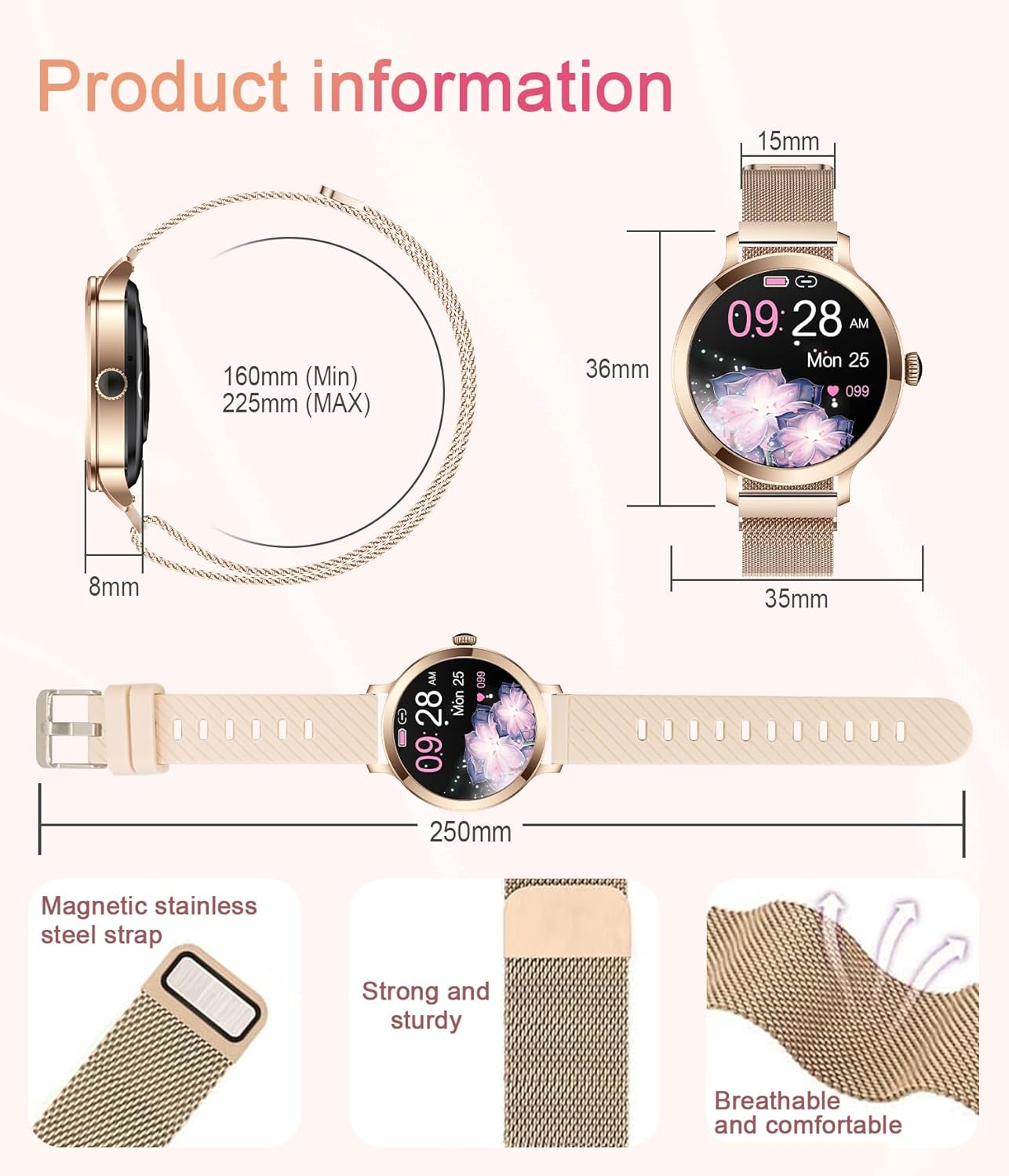 Ladies Small AMOLED Smart Watch Call 100 Sports
