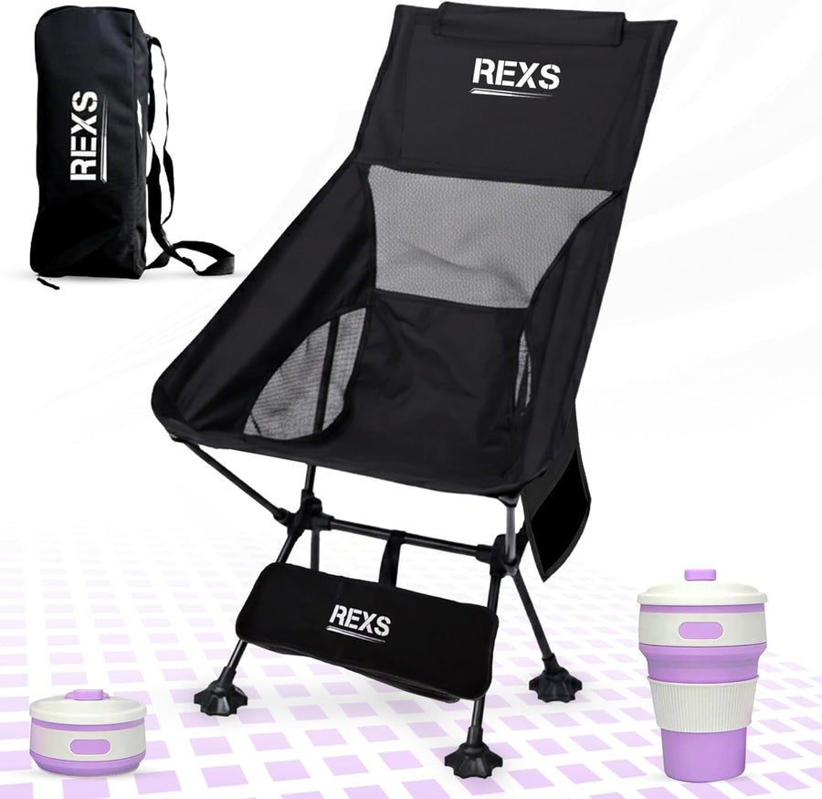 Lightweight Folding Camping Chair Compact Outdoor Black